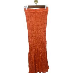 Privatsachen Silk Midi‎ Skirt Orange Lagen Crinkle CoconCommerz Sz 2 UK 12-16